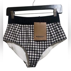 Burberry Black and White Checkered Swimwear